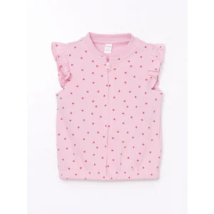 LCW Kids Pembe Bisiklet Yaka Baskılı Kız Çocuk Yelek