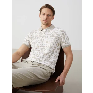 LCW Vision Bej Polo Yaka Kısa Kollu Desenli Pike Erkek Tişört