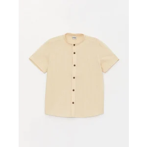 LCW Kids Bej Hakim Yaka Basic Kısa Kollu Erkek Çocuk Gömlek