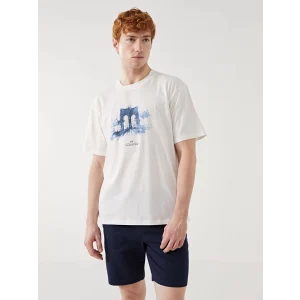 XSIDE Ekru Bisiklet Yaka Baskılı Penye Erkek Tişört