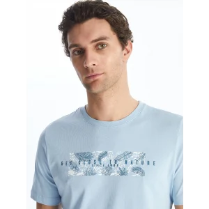 SOUTHBLUE Mavi Bisiklet Yaka Kısa Kollu Baskılı Penye Erkek Tişört