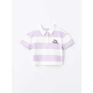 LCW Kids Lila Polo Yaka Kısa Kollu Kız Çocuk Tişört