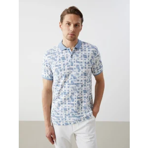LCW Vision Mavi Polo Yaka Kısa Kollu Desenli Pike Erkek Tişört