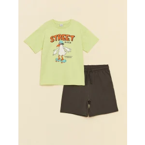 LCW Kids Yeşil Rahat Kalıp Erkek Çocuk Tişört ve Şort