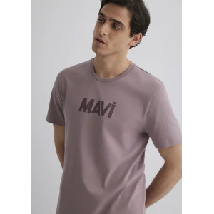 Mavi 066846-89596 Mavi Logo Baskılı Kahverengi Tişört