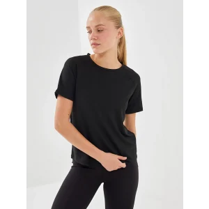 XSIDE ACTIVE Siyah Bisiklet Yaka Reflektör Baskılı Kadın Spor Tişört