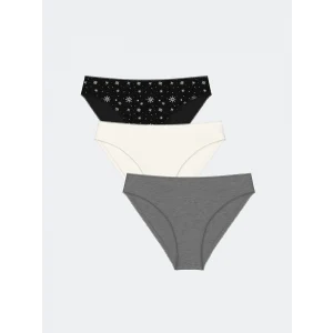 LCW DREAM Siyah Desenli Bikini Külot 3lü Paket