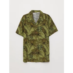 LCW Kids Yeşil Desenli Kısa Kollu Erkek Çocuk Gömlek