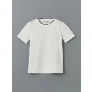 LCW Vision Beyaz Bisiklet Yaka Dokulu Erkek Çocuk Tişört