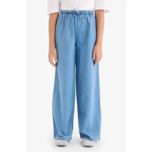 Defacto D7101 Mavi Kız Çocuk Wide Leg Geniş Paça Jean Pantolon