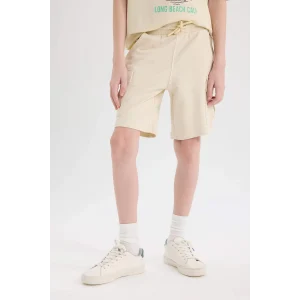 Defacto B5868 Bej Erkek Çocuk Beli Lastikli Kargo Cepli Şort