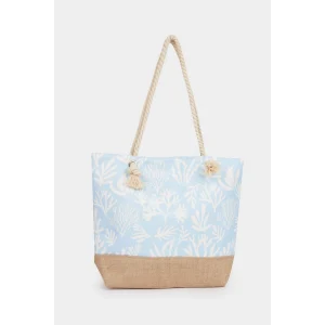 Defacto B9063 Mavi Kadın 2li Hasır Omuz Çantası