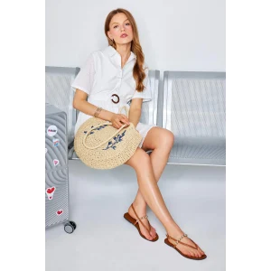 Defacto E1467 Bej Kadın Hasır Omuz Çantası