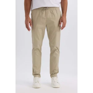 Defacto Z9933 Haki %100 Pamuk Yazlık Jogger Chino Pantolon Beli Bağcıklı Cepli Düz Paça