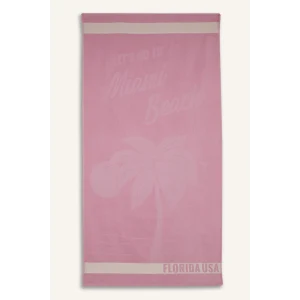 Defacto E3761 Pembe Kadın Desenli Pamuklu Plaj Havlusu