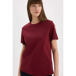 Defacto A9428 Bordo Regular Fit Bisiklet Yaka Basic Düz l Premium Kısa Kollu Bordo Tişört