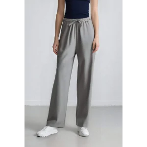 Defacto C1428 Gri Afra x Defacto Coool Wide Leg Kumaş Palazzo Pantolon Geniş Bol Paça Beli Lastikli Bağcıklı Cepli