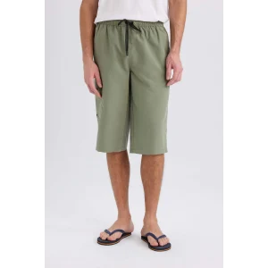 Defacto E0905 Haki Long Fit File Astarlı Uzun Boy Kargo Cep Deniz Şortu