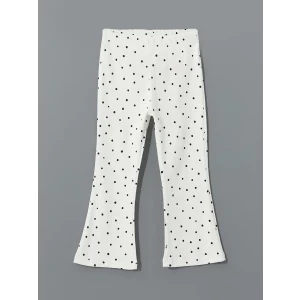 LCW Kids Ekru Beli Lastikli Puantiyeli Kız Çocuk Tayt