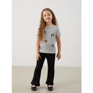 LCW Kids Siyah Beli Lastikli İspanyol Paça Kız Çocuk Tayt