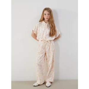 LCW Kids Bej Beli Lastikli Kız Çocuk Pantolon