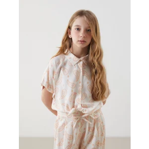 LCW Kids Bej Loose Fit Viskon Kız Çocuk Gömlek