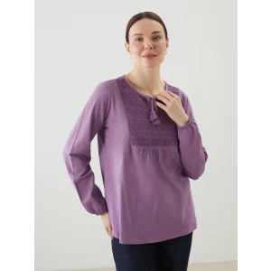 LCW Grace Mor Bağlamalı Yaka Nakışlı Kadın Bluz