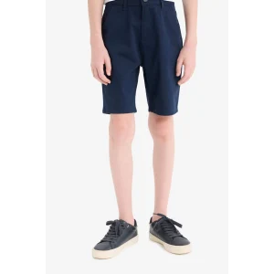 Defacto C2955 Lacivert Erkek Çocuk Cepli Basic Düz Gabardin Şort