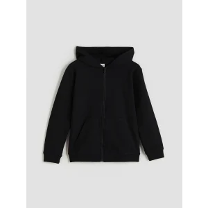 LCW Kids Siyah Kapüşonlu Erkek Çocuk Fermuarlı Sweatshirt