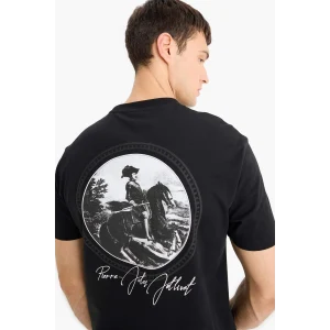 Defacto D7062 Siyah %100 Pamuk Diego Velazquez Regular Fit Bisiklet Yaka Sırt Baskılı Kısa Kollu Tişört
