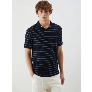 XSIDE Lacivert Polo Yaka Çizgili Erkek Dokulu Tişört