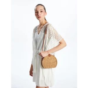 LCW ACCESSORIES Kahverengi Kadın Hasır Omuz Çantası