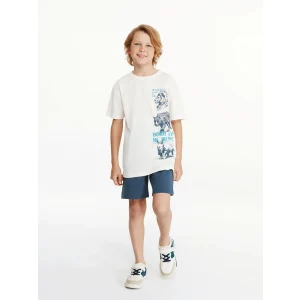 LCW Kids Ekru Bisiklet Yaka Erkek Çocuk Tişört ve Şort