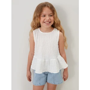 LCW Kids Beyaz Arkası Düğmeli Kız Çocuk Bluz