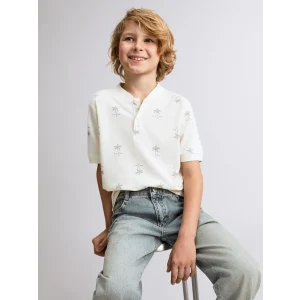 LCW Kids Ekru Hakim Yaka Erkek Çocuk Tişört