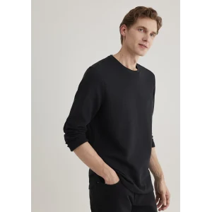 Mavi 064622-21842 Uzun Kollu Dokulu Siyah Tişört