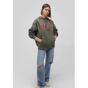 Mavi 1600361-71581 Mavi Logo Baskılı Kapüşonlu Haki Sweatshirt