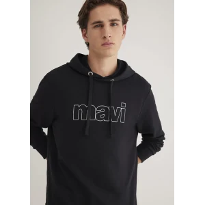 Mavi 065606-900 Mavi Logo Baskılı Kapüşonlu Siyah Sweatshirt
