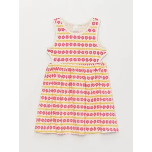 LCW baby Sari Bisiklet Yaka Baskılı Kız Bebek Elbise