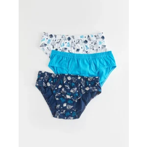 LCW Kids Lacivert Baskılı Pamuklu Erkek Çocuk Külot 3lü