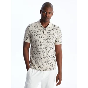 LCW Vision Bej Polo Yaka Kısa Kollu Desenli Erkek Tişört