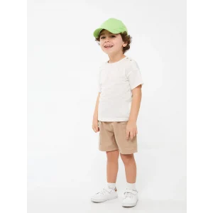 LCW baby Ekru Bisiklet Yaka Kısa Kollu Erkek Bebek Tişört ve Şort 2li Takım