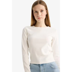 Defacto E7797 Beyaz Coool Fitted Basic Düz Ribana Uzun Kollu Beyaz Tişört