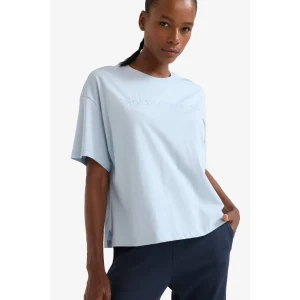 Defacto E3609 Mavi DeFactoFit NBA Boston Celtics Oversize Geniş Kalıp Bisiklet Yaka Nakış Baskı Kısa Kollu Tişört