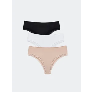 LCW DREAM Pembe Dantel Detaylı Brazilian Külot 3lü Paket