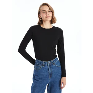 LCWAIKIKI Basic Siyah Bisiklet Yaka Kadın Body