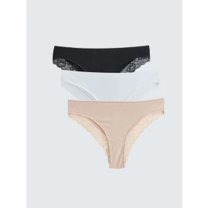LCW DREAM Siyah Dantel Detaylı Brazilian Külot 3lü Paket