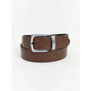 LCW ACCESSORIES Siyah Deri Görünümlü Çift Taraflı Erkek Kemer