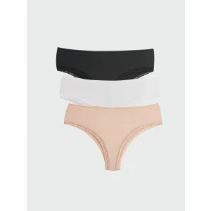 LCW DREAM Pembe Dantel Detaylı Brazilian Külot 3lü Paket