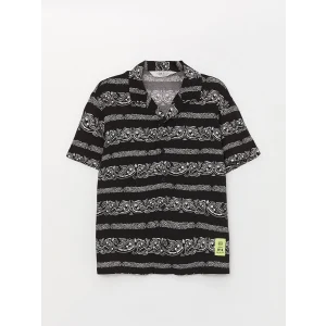 LCW Kids Siyah Rahat Kalıp Desenli Erkek Çocuk Gömlek